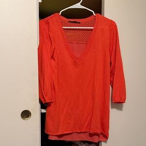 Maurices Bright Red V-Neck Knit Tunic with Sheer Back
